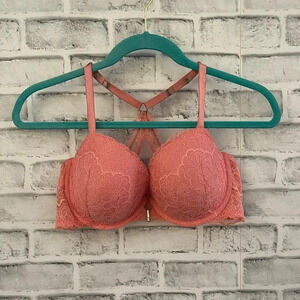 Women’s Victoria's Secret coral lace push-up padded racerback Bra 36D